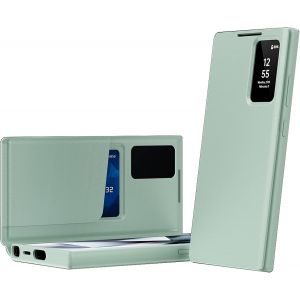 SJZG-Housse Pour Galaxy S25 Ultra,&Eacute;tui De T&eacute;l&eacute;phone Intelligent Avec Fen&ecirc;tre Et 1 Emplacement Pour Carte,&Eacute;tui De Protection Complet En Cuir Exquis, Pour Samsung Galaxy S25 Ultra 5G-Vert - Neuf
