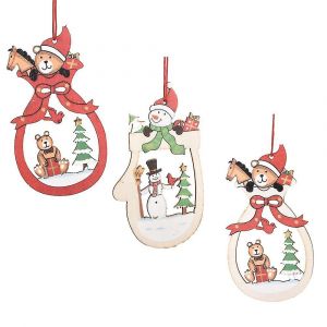 No&euml;l En Bois Pendentif Ornement Vitrine De D&eacute;coration De D&eacute;coration - Neuf