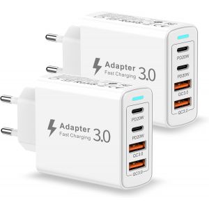LETNERNY-2Pack Chargeur Usb C, 40W 4 Ports Pr Usb C Chargeur Rapide Iphone, Chargeur Usb Multiple Avec Pd&Qc Chargeur Type C Adaptateur Pour Iphone 15 Pro 14 13 12 11 X Xs Xr 8,Samsung Galaxy S24/S23 - Neuf