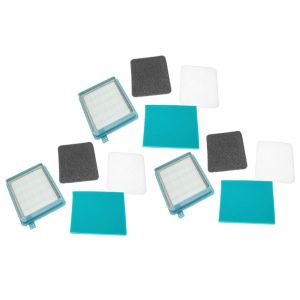 vhbw 6x filtre d'&eacute;chappement, 3x filtre HEPA, 3x filtre d'entr&eacute;e du moteur compatible avec Philips PowerPro Compact FC9325, FC9324 aspirateur - Neuf