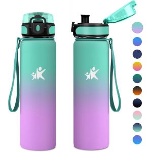 Bouteille Isotherme 1l, Gourde Isotherme, Gourde Inox Sans Bpa,, Bouteille Isotherme En Acier Inoxydable Pour Enfant, &Eacute;cole, Bureau, Outdoor, Sport, Gym - Neuf