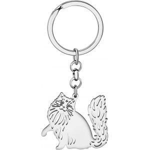 KAL-Porte-Cl&eacute;s Chat En Acier Inoxydable Cadeaux Mignon Chat Pour Femme Filles Porte-Cl&eacute;s Chat Porte-Monnaie Cl&eacute;s De Voiture Charms - Neuf