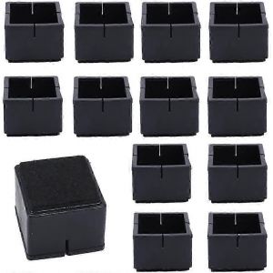 12pcs Carré Chaise Leg Caps 42-48mm Pvc Table Et Chaise Leg Caps Casquettes Carrées Avec Feutre Noir Noir Chaise Leg Caps - Neuf