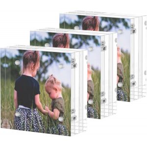 Fchhk-Lot De 3 Mini Cadres En Acrylique - 5 X 5 Cm - Petit Cadre De 5 X 5 Cm - Pour Tickets - Transparent - Neuf