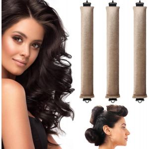 Kal-Bigoudis Cheveux Sans Chaleur 3 Pièces Boucleur Cheveux Sans Chaleur Curling Rods Mit Haken Boucle Sans Chaleur Boudin, Boucleur A Cheveux Sans Chaleur Für Alle Haartypen Geeignet (Kaki) - Neuf
