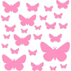 Trahoo-Set De 25 Stickers Muraux Enfants Papillons - Autocollants Décoration Murale Chambre Bébé - Facile À Poser Rose - Neuf
