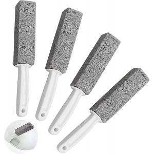 KAL-4 Brosse De Toilette En Pierre, Brosse De Nettoyage Pierre Ponce Avec Poignée Plastique Antidérapant, Pierre De Nettoyage En Pierre Ponce Pour Cuisine/Salle De Bain, Pierre De Nettoyage Des Toile - Neuf
