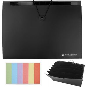 1 Pi&egrave;ces A4 Trieur Documents Extensible,12 Poches Porte Documents,Range Document Bureau,Accord&eacute;on Classeur Pochettes Porte-Documents,Pour Rangement Documents(Noir) - Neuf