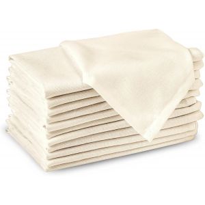 Tzf-Serviettes En Tissu De Coton | Ensemble De 12 | Taille 43x43 Cm | Couleur Unie Naturel| Lavable En Machine - Neuf