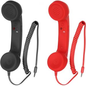 2 Paquet De 2 3,5Mm R&eacute;tro T&eacute;l&eacute;phone Combin&eacute; T&eacute;l&eacute;phone Destinataire Micro Microphone Conf&eacute;rencier Anti R&eacute;cepteurs Pour Microphone Conf&eacute;rencier Noir, Rouge - Neuf