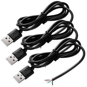 JGD-3 Pi&egrave;ces C&acirc;ble Nu USB 2.0 USB-A M&acirc;le 4 Broches, C&acirc;bles USB 2.0 &agrave; Fil Nu &agrave; Extr&eacute;mit&eacute; Ouverte 1m 5V 3A 22AWG 4 C?urs, C&acirc;ble USB 2.0 vers C&acirc;ble Nu Extr&eacute;mit&eacute;s de C&acirc;ble Ouvertes - Neuf
