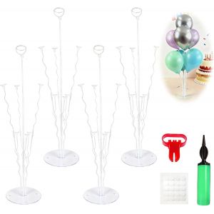 Mevronisshop-Kit De Support De Ballon De Table Transparent (4 Pack) - Inclus Pompe, Noueur Et Fixations | D&eacute;coration Pour Mariages, Anniversaires, Graduations Et No&euml;l - Neuf