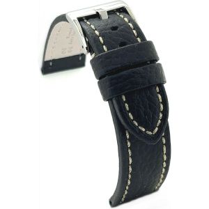 Kal-Bracelet Cuir Veau Gravure Bison Couture Blanche U2013 Style Sportif U2013 Pour Montre Robuste U2013 Tailles 18mm 20mm 22mm 24mm 26mm U2013 Noir Ou Marron 376 - Neuf