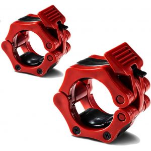 Pair Of Black And Red Olympic Barbell Stoppers 30mm And 50mm Disc Locks, Collar Clips, Barbell Closure, Body Pump Accessories, Olympic Bar Clamps, Fitness, Weightlifting[Ela710480] - Neuf