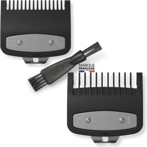 Sabots Tondeuse Pour Dégradé Pack X4 (1.5+3+4.5+6mm +1x Brosse) Lot De 4 Sabots Compatible Avec Les Tondeuses Wahl ¿Garantie A Vie¿ Accessoire Coiffeur/Salon/Barbier/Barber/Coiffeur Kits 4 Peignes - Neuf