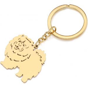 KAL-Porte-Cl&eacute;s Chien Acier Inoxydable Portefeuille Porte-Cl&eacute;s Voiture Bijoux Animaux Amoureux Chiens Cadeaux Femme Filles Porte-Cl&eacute;s Chien - Neuf