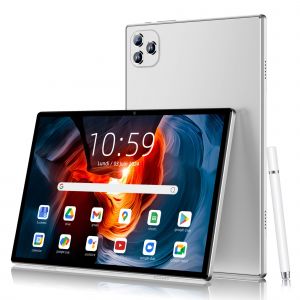 Tablette Tactile 10.1" IPS 2,5D 1280*800 Android 13 Pad Octa-Core 6+64 Go GPS 5+13MP 5G Wi-Fi 6 Double SIM 6000mAh Argent - Neuf