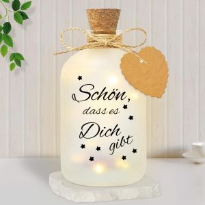 Jgd-Guirlande Lumineuse Led Avec Inscription En Allemand &laquo; Sch&ouml;n, Dass Es Dich Gibt Geschenke F&uuml;r Frauen, Hochzeitsgeschenk, Dekoflaschen Licht, Flaschen Lichterkette, Valentinstag Weihnachten Gesche - Neuf
