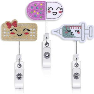 Bobines De Badge D&iquest;Infirmi&egrave;re En Feutre, Bandage De Pilule Et Porte-Badge De Seringue - Neuf