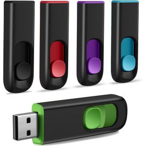 Clé USB 2.0 64Go Lot de 5 USB Flash Drive Rétractable Mémoire Stick Stockage Données Pendrive,Clé USB 2.0 Memory Stick Flash Drive Noir - Neuf