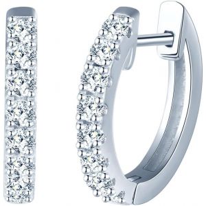 Kal-Boucles D'oreilles Créoles En Argent 925 Pour Femme - 10 Mm - Petites Boucles D'oreilles En Zircone - Cadeau Pour Femme, Petite Amie, Femme, Adolescente, Anniversaire, Fête Des Mères, Mariage, - Neuf