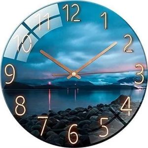 Horloge murale en verre ¿ 30 cm ¿ Horloge murale radio-pilotée silencieuse ¿ Image murale en verre trempé pour salon, cuisine[925] - Neuf