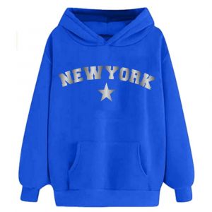 Sweat &Agrave; Capuche Enfant Mixte New York Bleu Royal (Taille 12/14 Ans,Couleur Bleu Royal) - Neuf