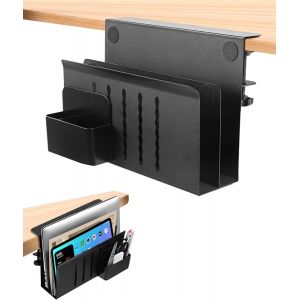 TIANYI-Rangement Bureau Organisateur,Support Pc Sous Bureau,Tiroir Sous Bureau Organisateur Tiroir Bureau Support Ordinateur Portable Vertical(Noir, double couche avec porte stylo - Neuf