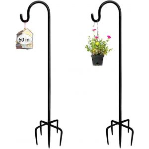 ASFASFq-Crochets De Berger Pour Jardin 2PCS,152cm 5 Brochs,MÉTal Pour Mangeoire Oiseaux Exterieur,Berger Avec Crochets Pour Nichoirs, LumiÈRes De Noël, Boules De Fleurs, Plantes Et DÉCorations De Noë - Neuf
