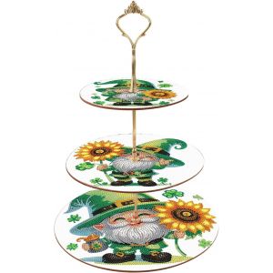 Peinture Diamant Pr&eacute;sentoir &Agrave; G&acirc;teaux &Agrave; 3 Niveaux 25x32cm Peinture Par Num&eacute;ros Stand De G&acirc;teaux Plateaux &Agrave; Biscuits Tour De Service Ronde Support &Agrave; Dessert Gnome Tour D'arbre Cupcake - Neuf