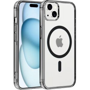 TRAHOO-Coque Magn&eacute;tique pour iPhone 15 Plus 6,7"",Compatible avec MagSafe Recharge sans Fil,Transparent Etui PC Dur + TPU Bumper Antichoc Anti-Rayures Protection Housse pour iPhone 15 Plus,Noir - Neuf