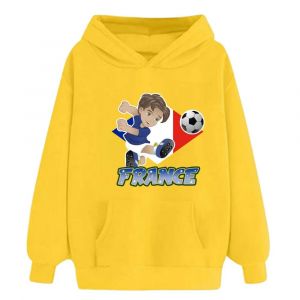 Sweat &Agrave; Capuche Enfant D'un Footballeur Jaune Fluo (Taille 7/8 Ans,Couleur Jaune) - Neuf