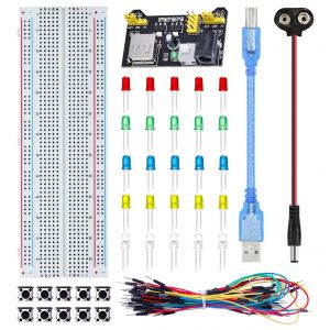 Breadboards Starter Kit for Arduino 830 Count Breadboards Breadboards Breadboards Power Module Jump Cable Multicolour LED Diode Touch Switch USB Cable - Neuf