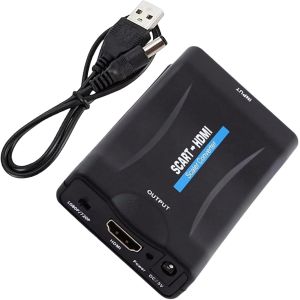 VornixorSarlshop-Adaptateur Convertisseur P&eacute;ritel Hdmi, Adaptateur P&eacute;ritel vers Hdmi avec C&acirc;ble USB, Full HD 720p/1080p Plug and Play DVD/Sky Box/N64/Vhs/Ps4/Vcr/Wii HDTV/Projecteur/Moniteur - Neuf
