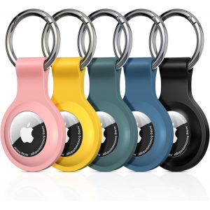 MEVRONISSHOP-5 Pi&egrave;ce &Eacute;tuis pour Apple AirTag, Airtag Porte Cl&eacute; - Anti-Chute et Anti-Rayures pour Animaux Portefeuilles et Bagages, Compatible avec Le Nouvel Air tag Locator Tracker &Eacute;tui - Neuf