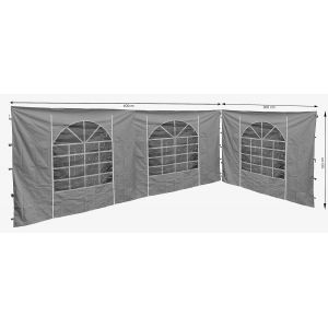 Checarzhn--No1-2 Panneaux Latéraux Avec Fenêtre En Pvc 300 X 193 Cm / 400 X 193 Cm Pour Pavillon Sahara 3 X 4 M Panneau Latéral Gris - Neuf