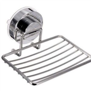 Porte-savon à ventouse argenté, lot de 2, en acier inoxydable 304, porte-éponge, plateau de rangement durable pour salle de bain et cuisine, sans perçage - Neuf