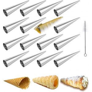 KAL-16 Pièces Moule Cornet, Cornet Patisserie, Cone Patisserie Inox, Cannoli Moule, Moule A Croissant, Moules Crème Pâtissière En Acier Inoxydable Pour Cannoli Feuilletés Gâteau Glacé - Neuf