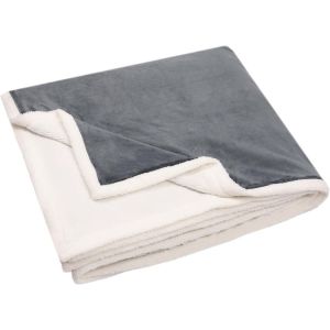 Kyaoayo-Couverture Douillette 220x240 Cm, Aspect Fourrure D'agneau, Microfibre, Gris - Neuf