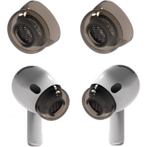Embouts de Rechange pour Airpods 3&4 avec Trou de Réduction du Bruit,Bouchons d'oreille de Remplacement en Silicone Souple Antidérapant avec Boîte de Rangement Portable(L) (Transparent Black,L) - Neuf