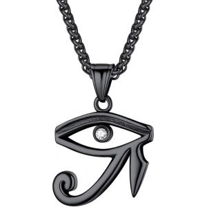Eryi-Collier Avec Pendentif Oeil D'horus/Croix Égyptienne/Anubis/Serpent En Acier Inoxydable Bijoux Religieux Pour Homme Femme Pendentif Avec Chaîne Argent - Neuf