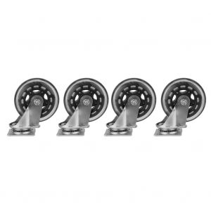 Lot de 4 roulettes pivotantes de 7,6 cm pour chaise de bureau avec plaque superieure pivotante a 360 degres, en PU robuste pour meubles - Neuf