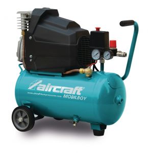 Compresseur mobile à huile cuve 24 L 1,8 kW / 2,45 Ch 265 L/min 10 bars 230V Aircraft MOBILBOY 261/24T E - Neuf