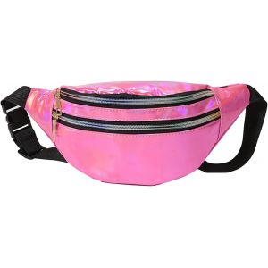 RFCBC-Sac banane pour femme - Sangle réglable - Sac banane étanche - Sac banane holographique avec poches pour femme - Pour l'extérieur, la randonnée, les voyages, Rose, L, Tendance et pratique - Neuf
