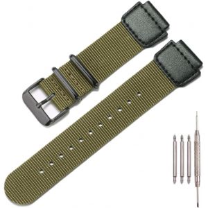Bracelet De Montre De Rechange En Nylon Militaire Compatible Avec Casio Ae1200wh Ae-1500 W-218h Sgw-300 500 Pour Homme Avec Anneau En Acier Inoxydable.[U2998] - Neuf