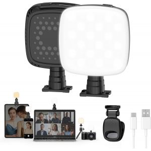 Loranka-Mini Lampes Photo, Portable Lumi&egrave;re Cam&eacute;ra Avec Clip Rechargeable Cri 90+ 9 Lumi&egrave;re Modes R&eacute;glable 360&deg; Rotatif Cold Shoe Mount Led Lampe Telephone Pour Vid&eacute;o Appareil Photo Ordinateur - Neuf