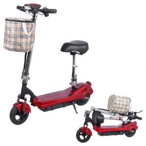 Trottinette &Eacute;lectrique Unificare M5 Avec Si&egrave;ge, Moteur 350 W, Batterie 24 V 12 Ah, Pneus 8 Pouces, Vitesse Maximale 20 Km/H, Autonomie 12 Km - Rouge - Neuf