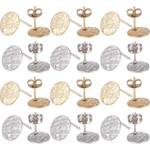 1boîte 40pcs Boucles D'oreilles 304 Acier Inoxydable Avec Dos De Boucles D'oreilles Hypoallergénique Post Boucles D'oreilles Texturé Plat Rond Boucles D'oreilles Avec Clous Pour Femmes Diy - Neuf