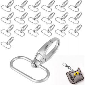 Checarzhn--No1-Mousqueton Porte Clé, 20 Pièces Fermoirs Pivotants Mousqueton De Lanière, Mousqueton Sangle 32mm, Mousquetons Pivotants Avec Matériel En Alliage De Zinc Fermoirs Pivotants Attache Port - Neuf
