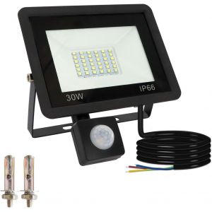 Dgbcz-30w Projecteur Led Exterieur Detecteur De Mouvement, 3000lm 6000k Blanc Froid Spot Led Extérieur Avec Detecteur, Eclairage De Sécurité Extérieur Etanche Ip66 Pour Garage, Jardin, Patio - Neuf